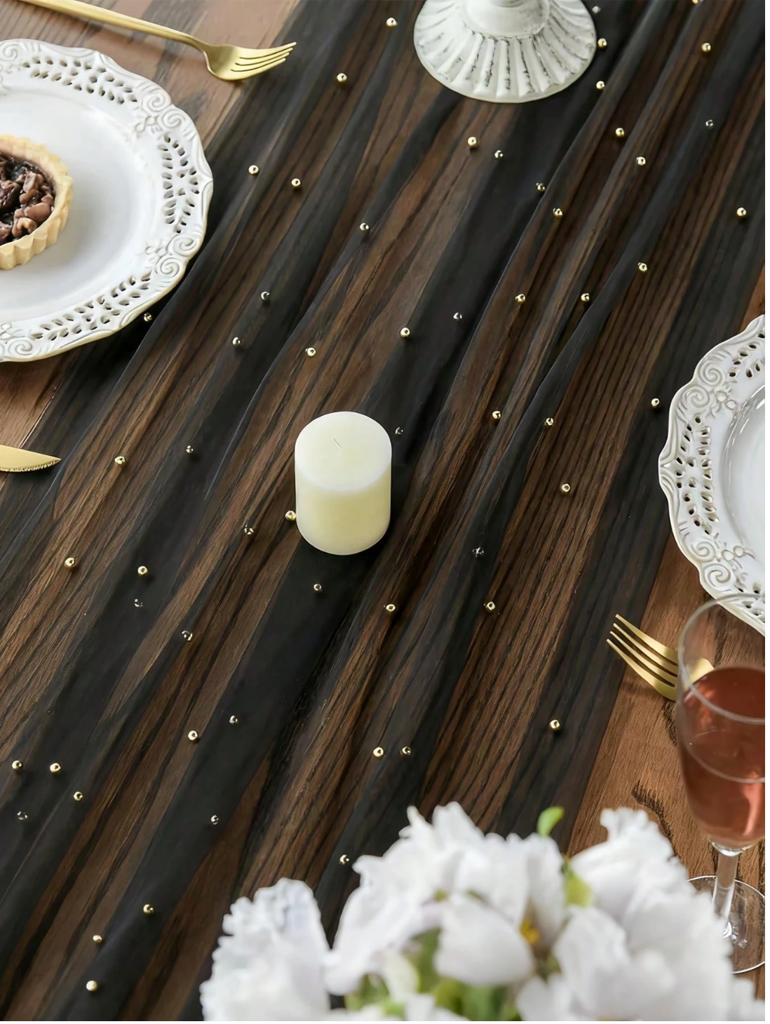 Pearled Sheer Fabric Wedding Decor