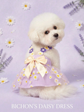 Cute Small Daisy Lace Purple Tulle Bow Dress