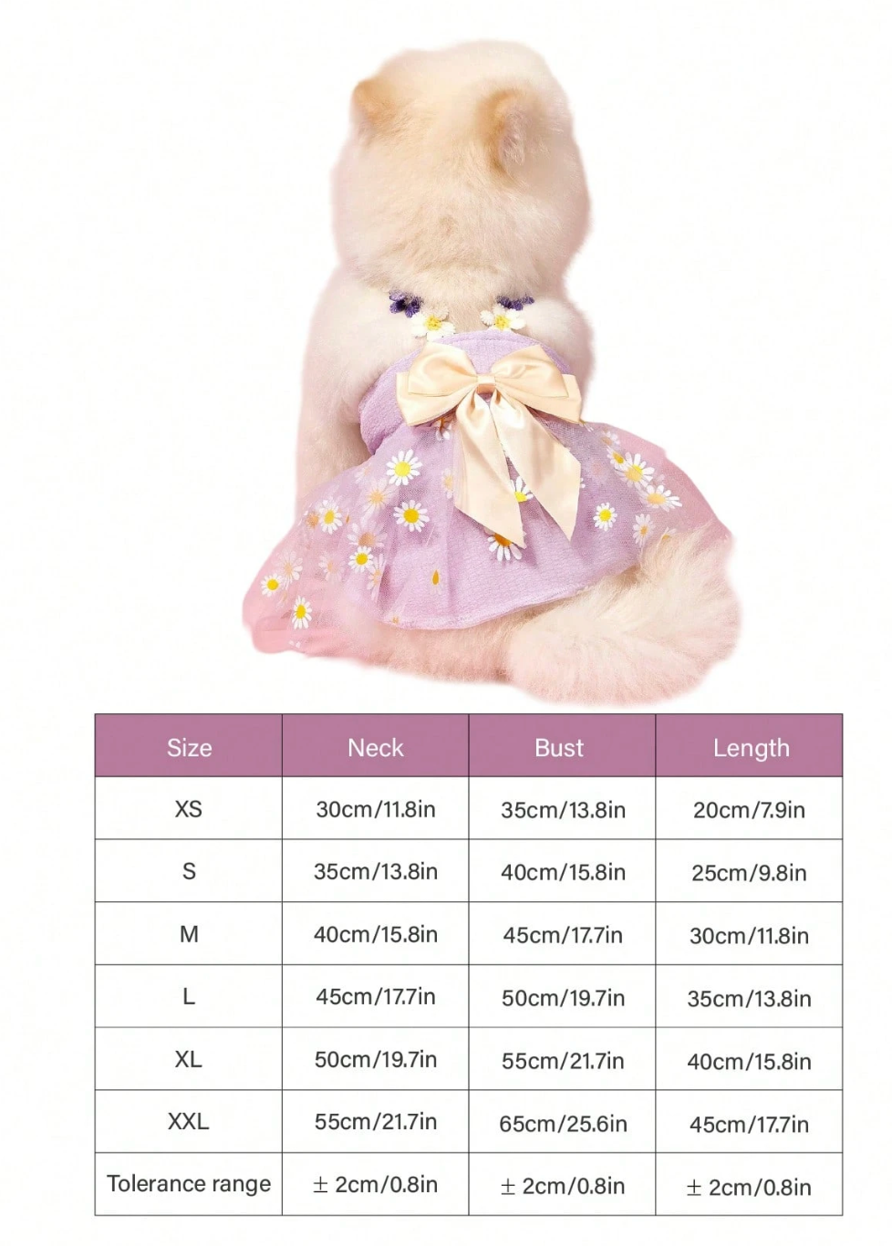 Cute Small Daisy Lace Purple Tulle Bow Dress