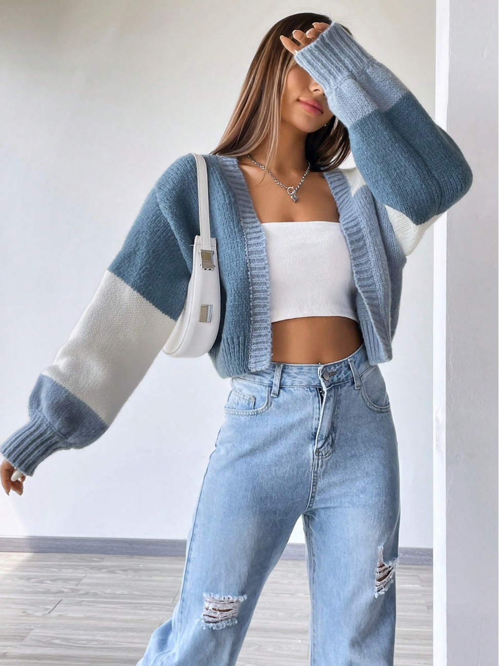 Colorblock Drop Shoulder Duster Cardigan