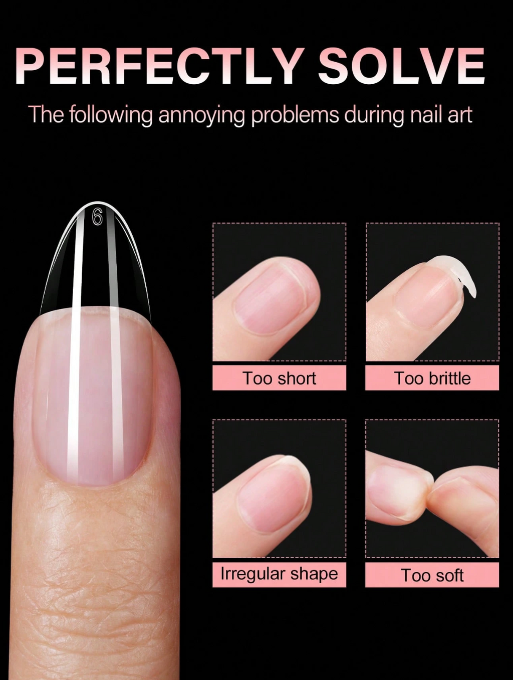 Medium Almond Shaped Acrylic Nail Tips