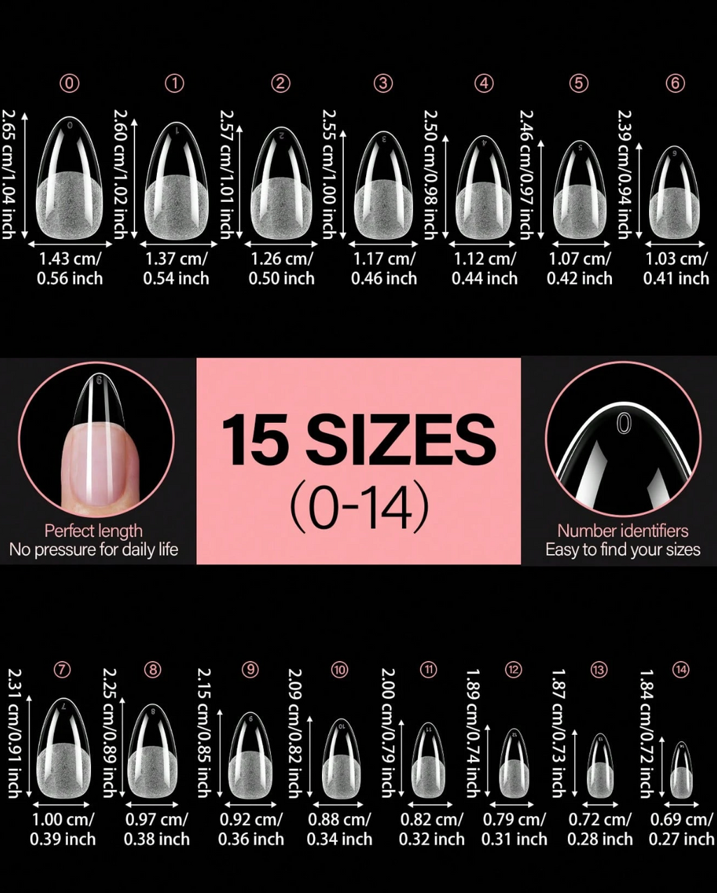 Medium Almond Shaped Acrylic Nail Tips