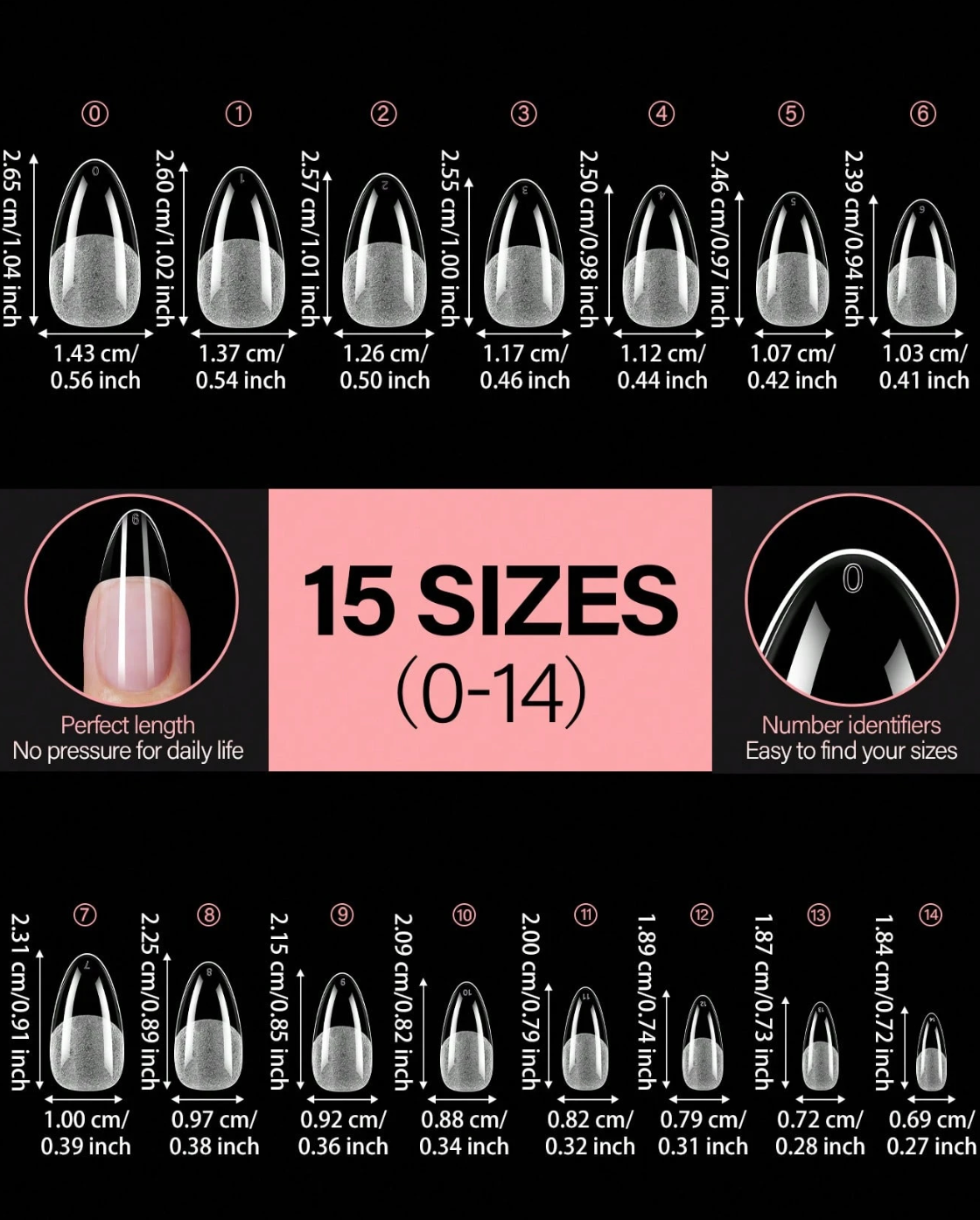 Medium Almond Shaped Acrylic Nail Tips