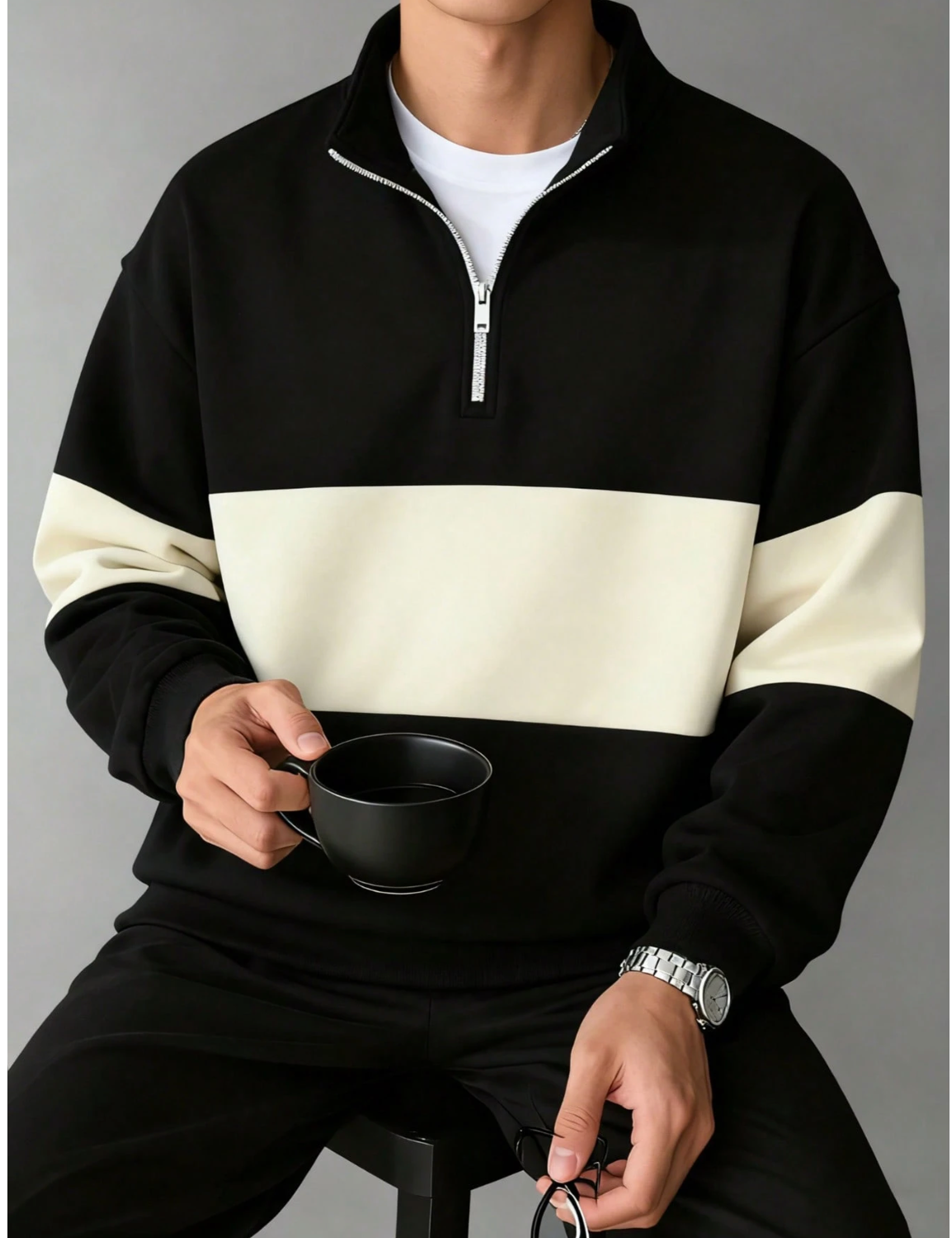 Half-Zip Long Sleeve Sweatshirt