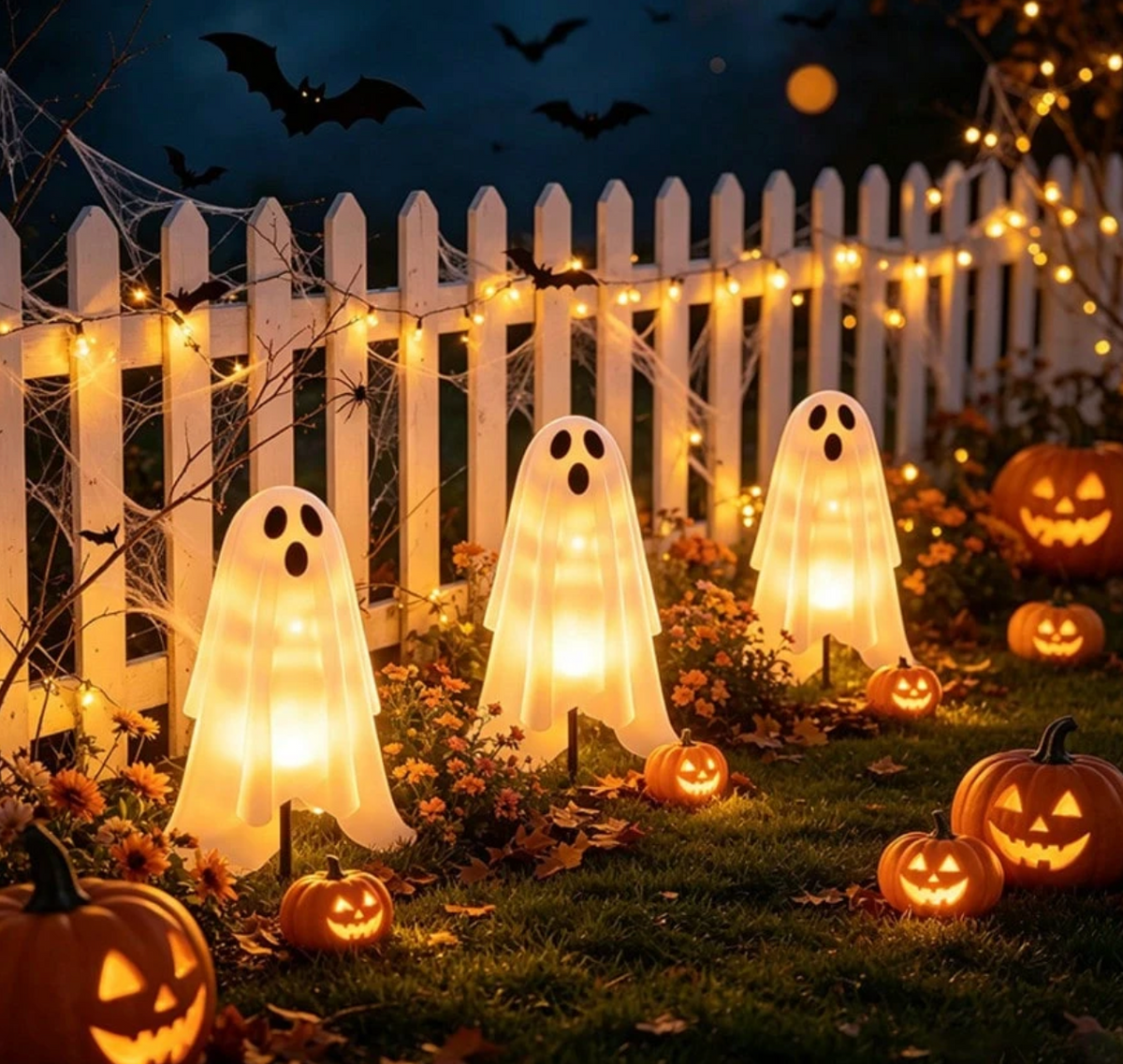 1 Set Solar Powered Halloween Ghost Stake Lights