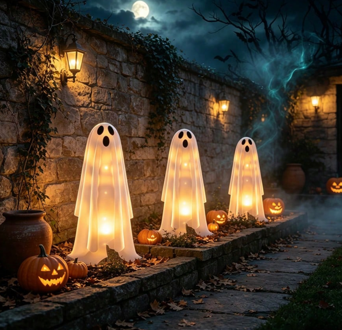 1 Set Solar Powered Halloween Ghost Stake Lights
