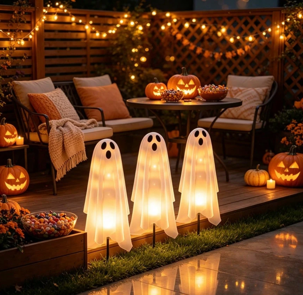 1 Set Solar Powered Halloween Ghost Stake Lights