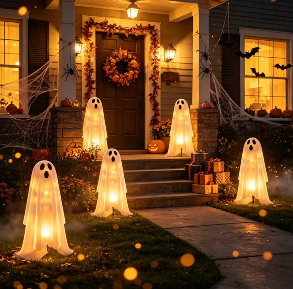 1 Set Solar Powered Halloween Ghost Stake Lights