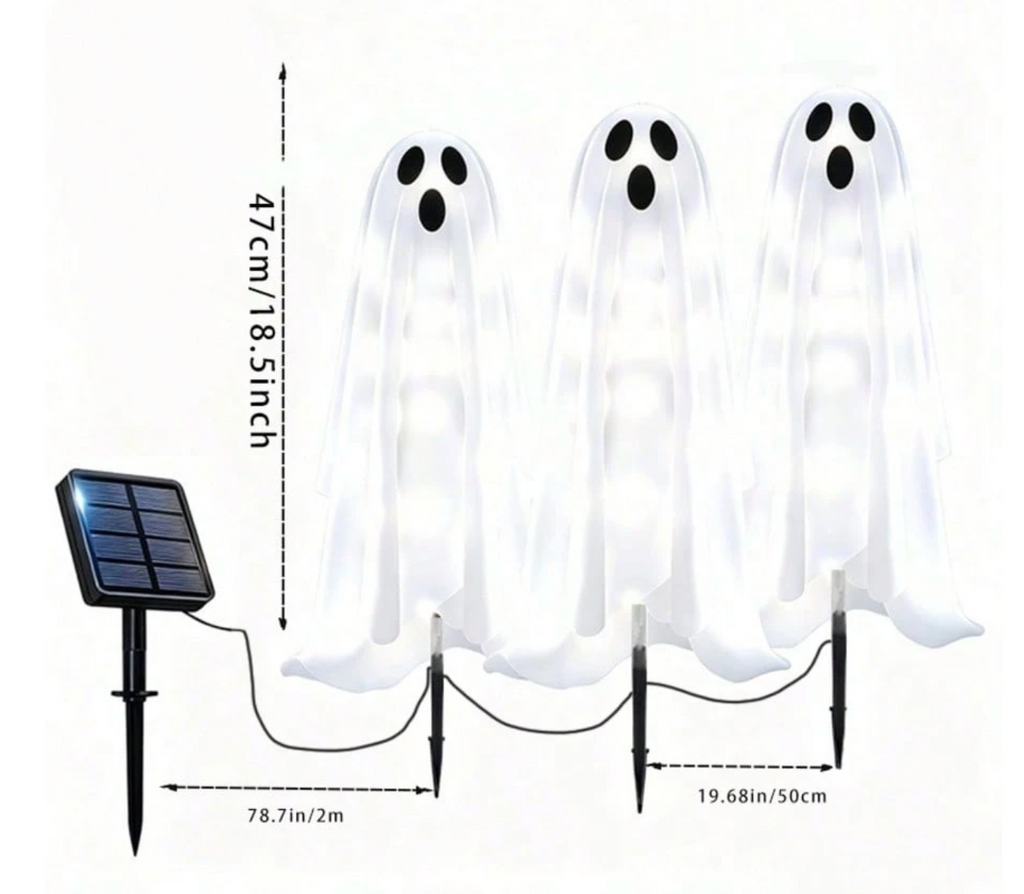 1 Set Solar Powered Halloween Ghost Stake Lights