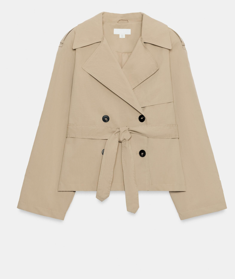 Jacket With Shoulder Pads and Belt