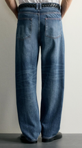 Contrast-Stitch Straight-Fit Jeans