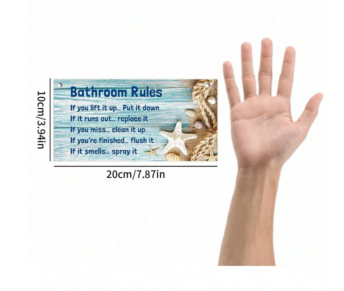 Bathroom Beach Shell Wooden Checklist Bathroom Rules