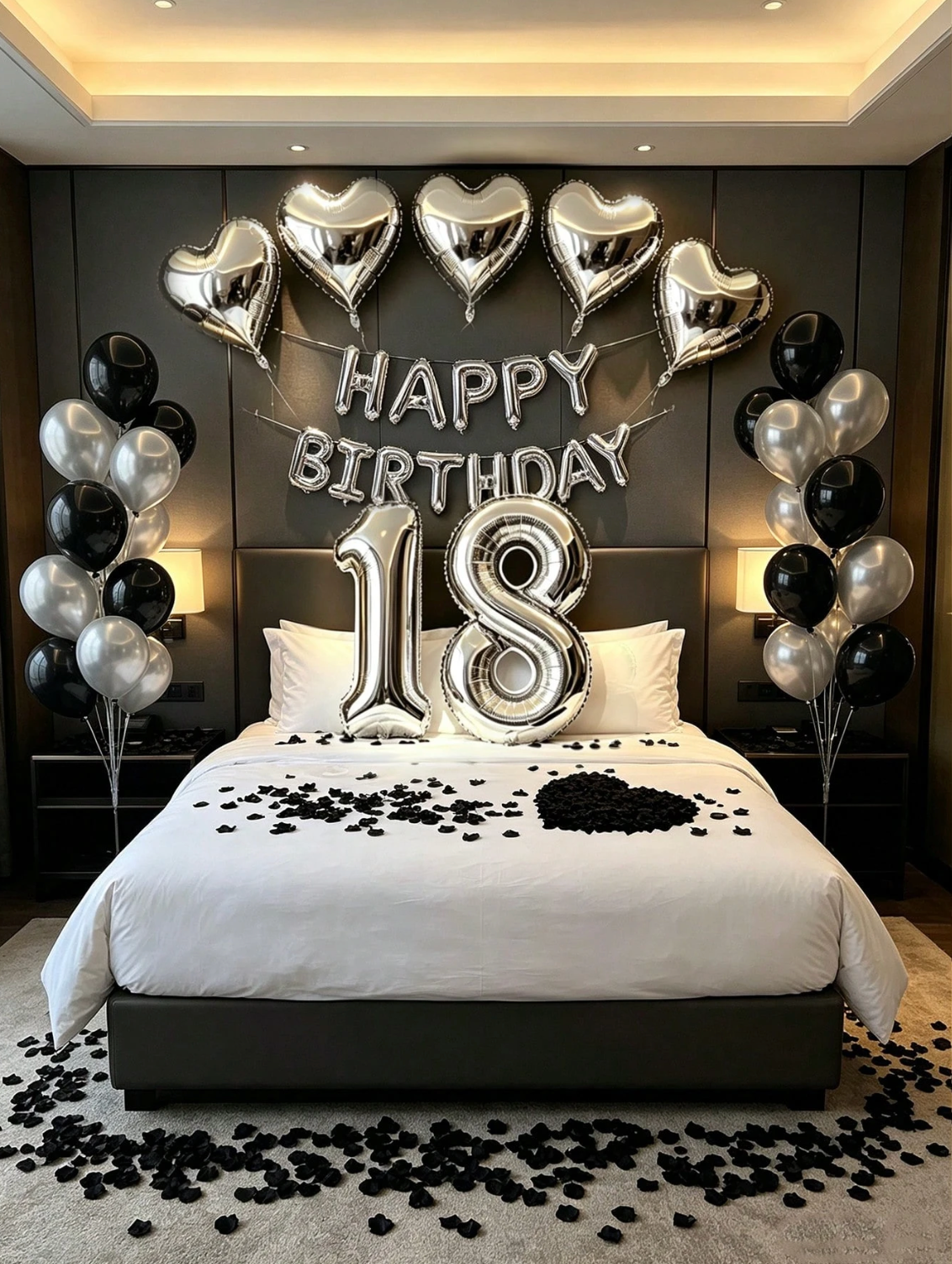 Black & Silver Balloon Garland Birthday Set