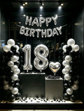 Black & Silver Balloon Garland Birthday Set