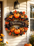 Halloween Pumpkin Wreath Metal Welcome Wall