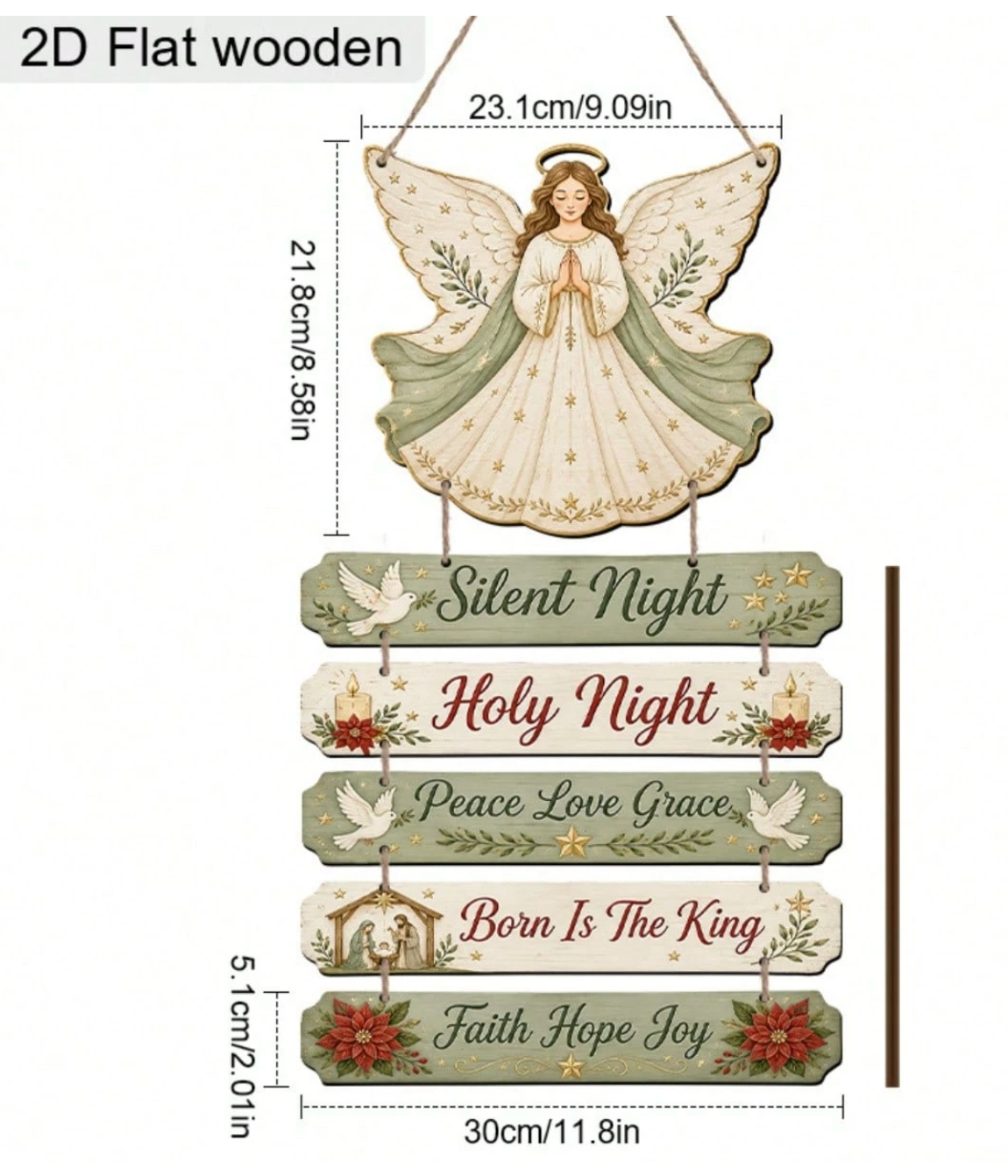 Jesus Birth Scene Christian Wooden Hanging