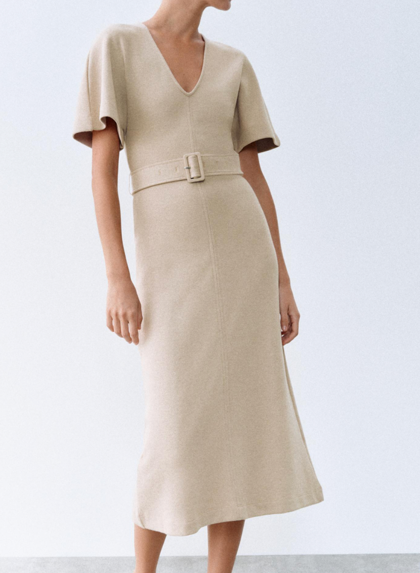 Soft Midi Dress With Belt