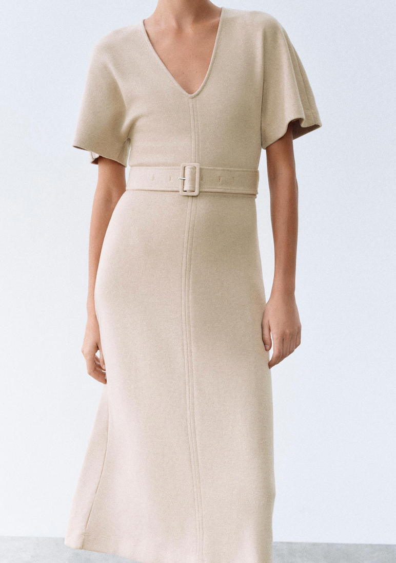 Soft Midi Dress With Belt
