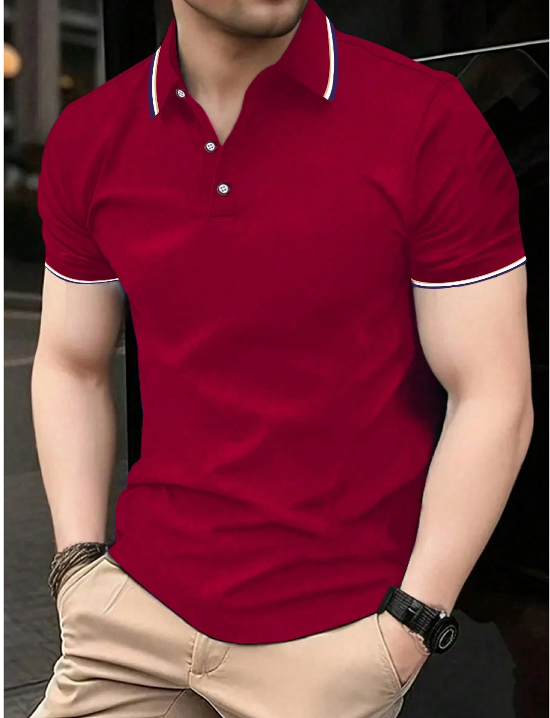 Men's Button-Up Collar Polo Shirt