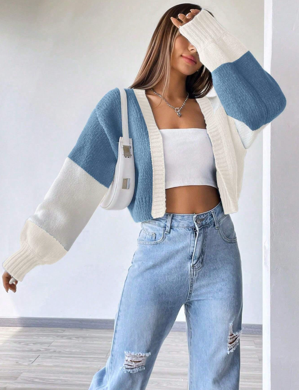 Colorblock Drop Shoulder Duster Cardigan