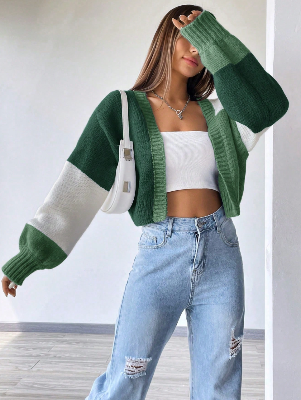 Colorblock Drop Shoulder Duster Cardigan