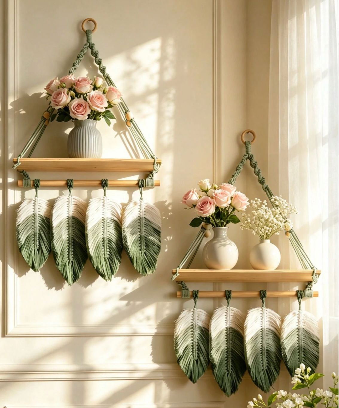 Handmade Woven Leaf Wall Hanging Shelf