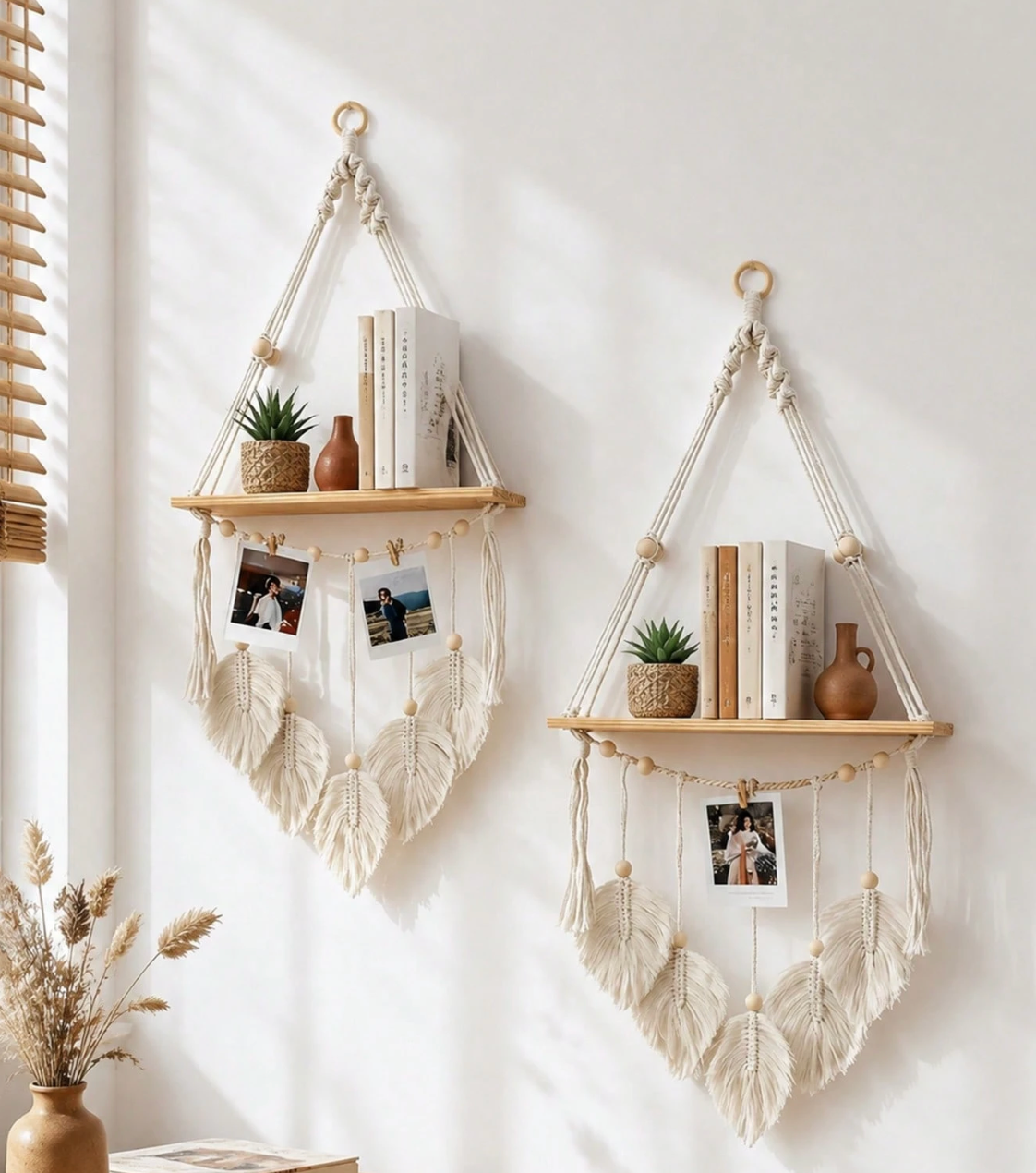 Handmade Woven Leaf Wall Hanging Shelf
