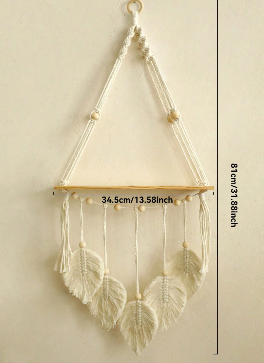Handmade Woven Leaf Wall Hanging Shelf