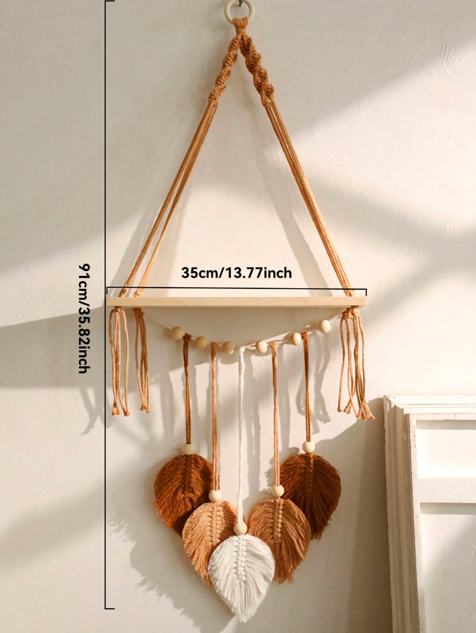 Handmade Woven Leaf Wall Hanging Shelf