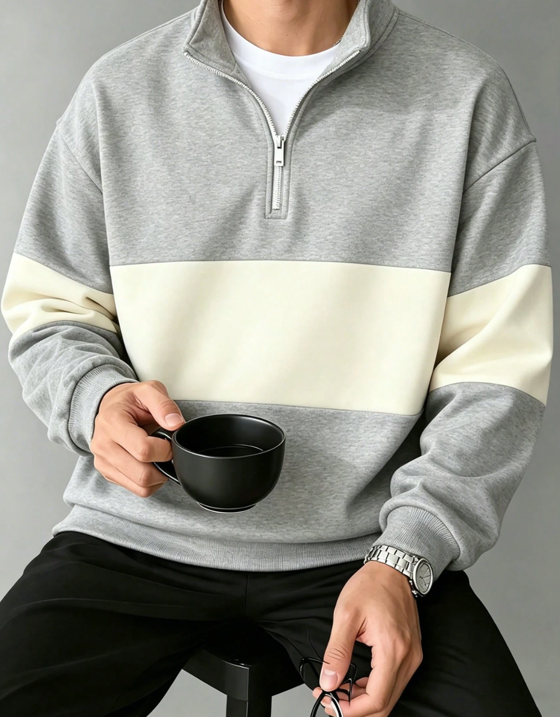 Half-Zip Long Sleeve Sweatshirt