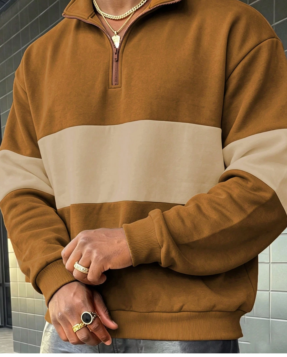 Half-Zip Long Sleeve Sweatshirt