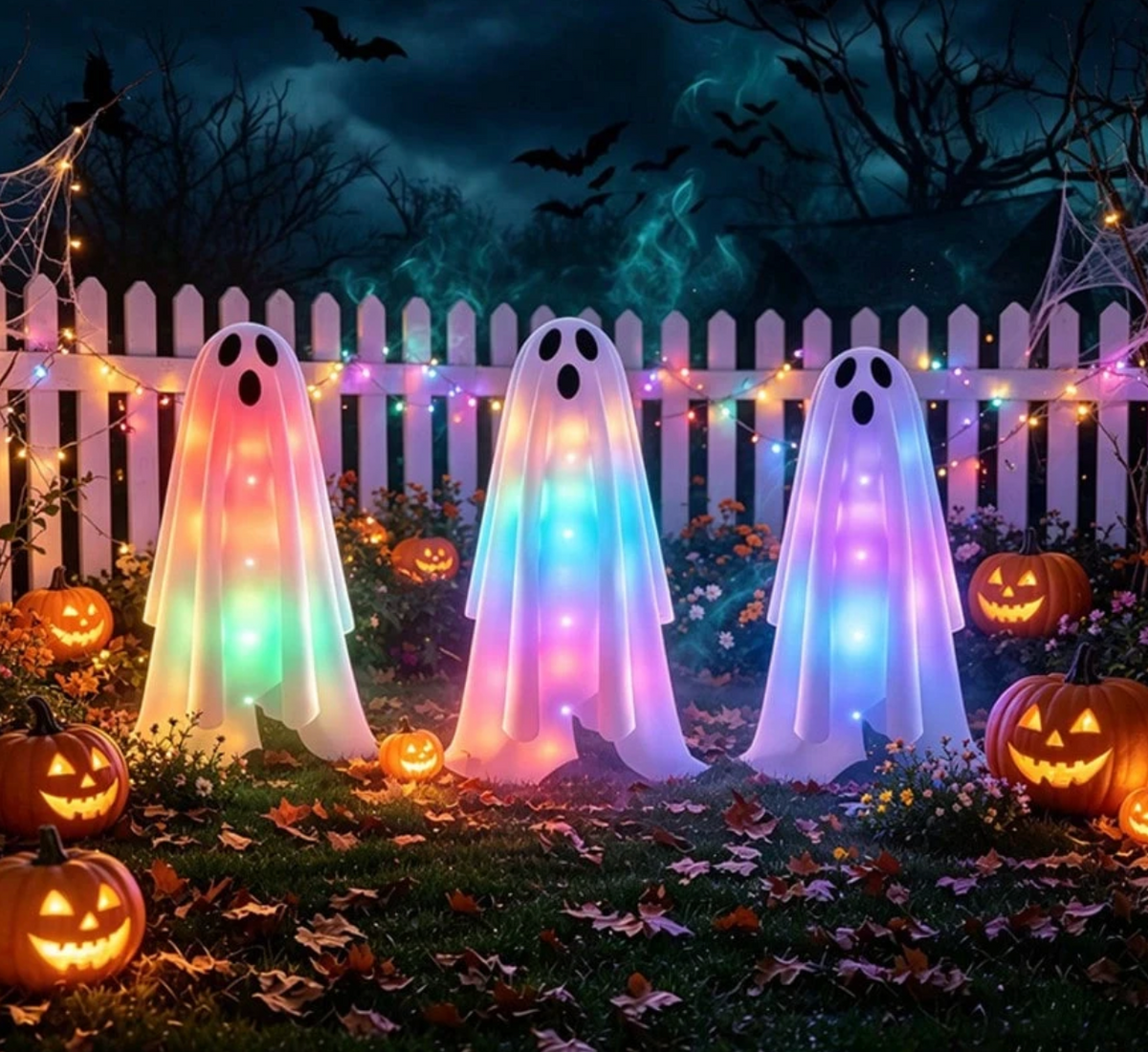 1 Set Solar Powered Halloween Ghost Stake Lights