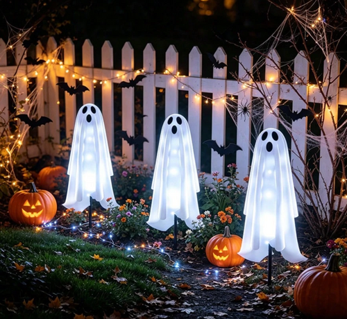 1 Set Solar Powered Halloween Ghost Stake Lights