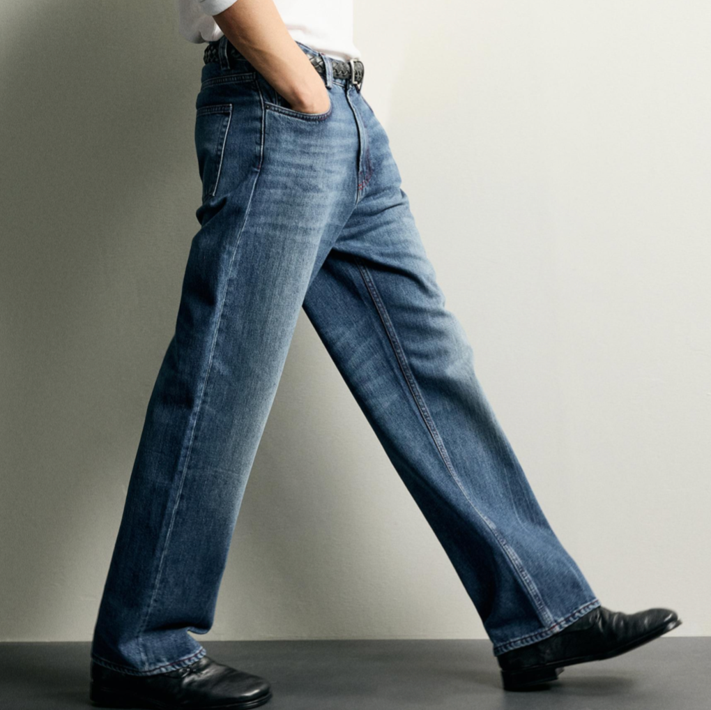 Contrast-Stitch Straight-Fit Jeans