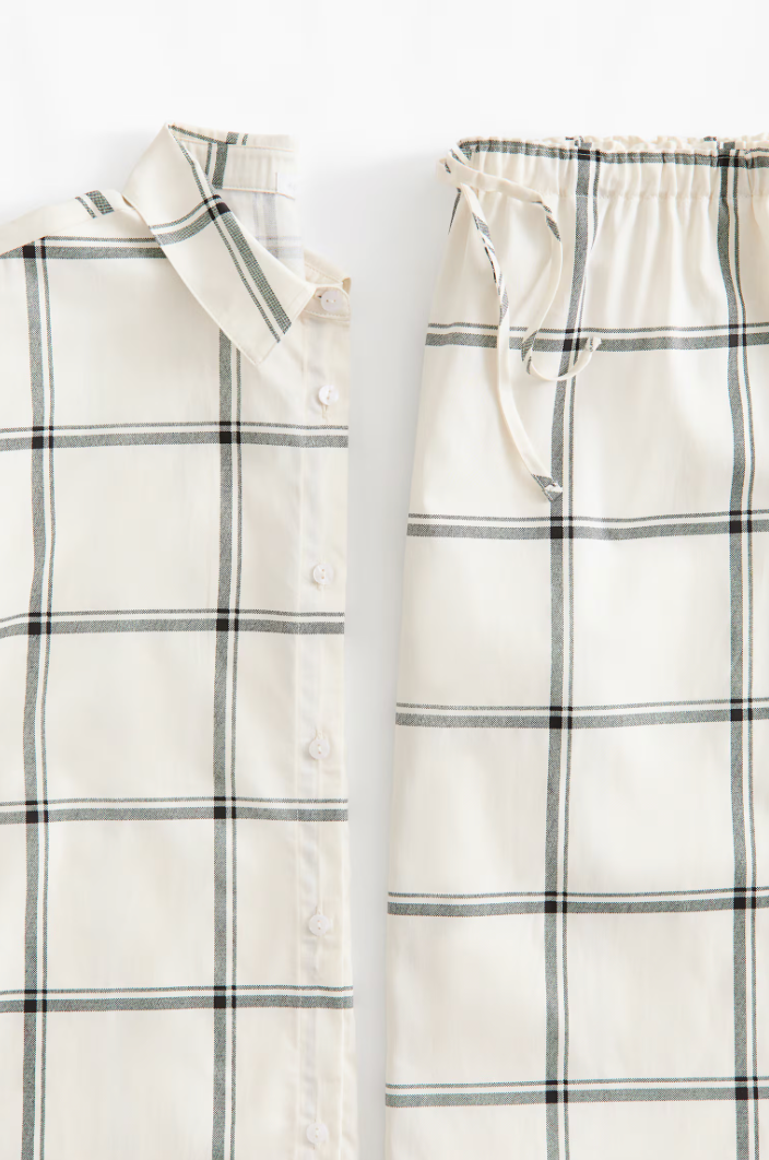 Checked Cotton Sateen Pajamas