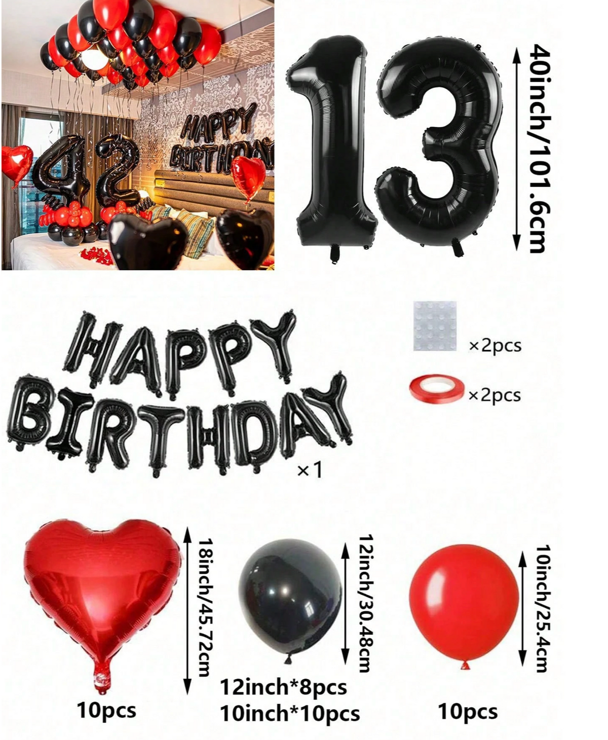 Black & Silver Balloon Garland Birthday Set