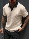 Men's Contrast Color Short Sleeve Casual Shirt