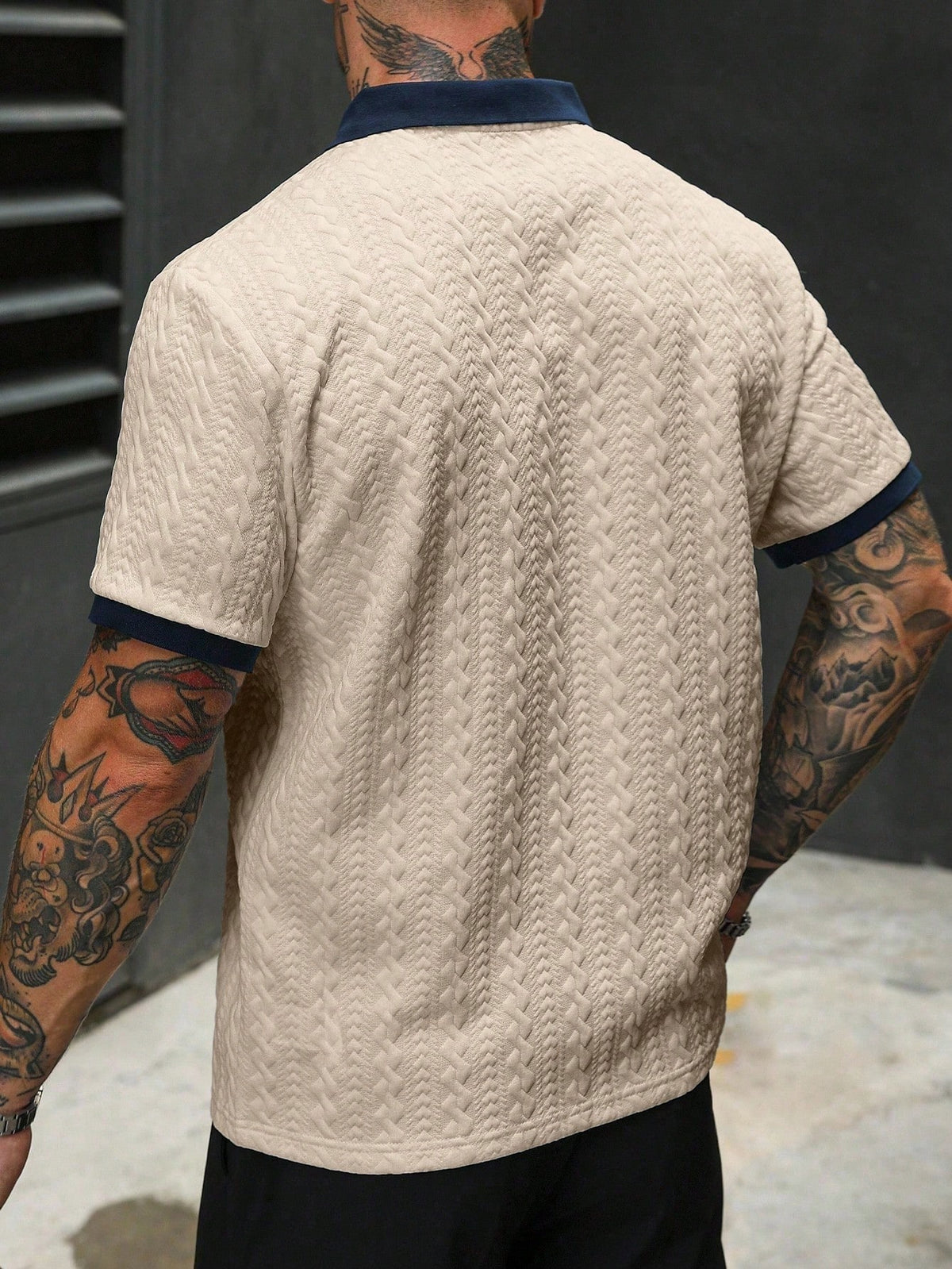 Men's Contrast Color Short Sleeve Casual Shirt