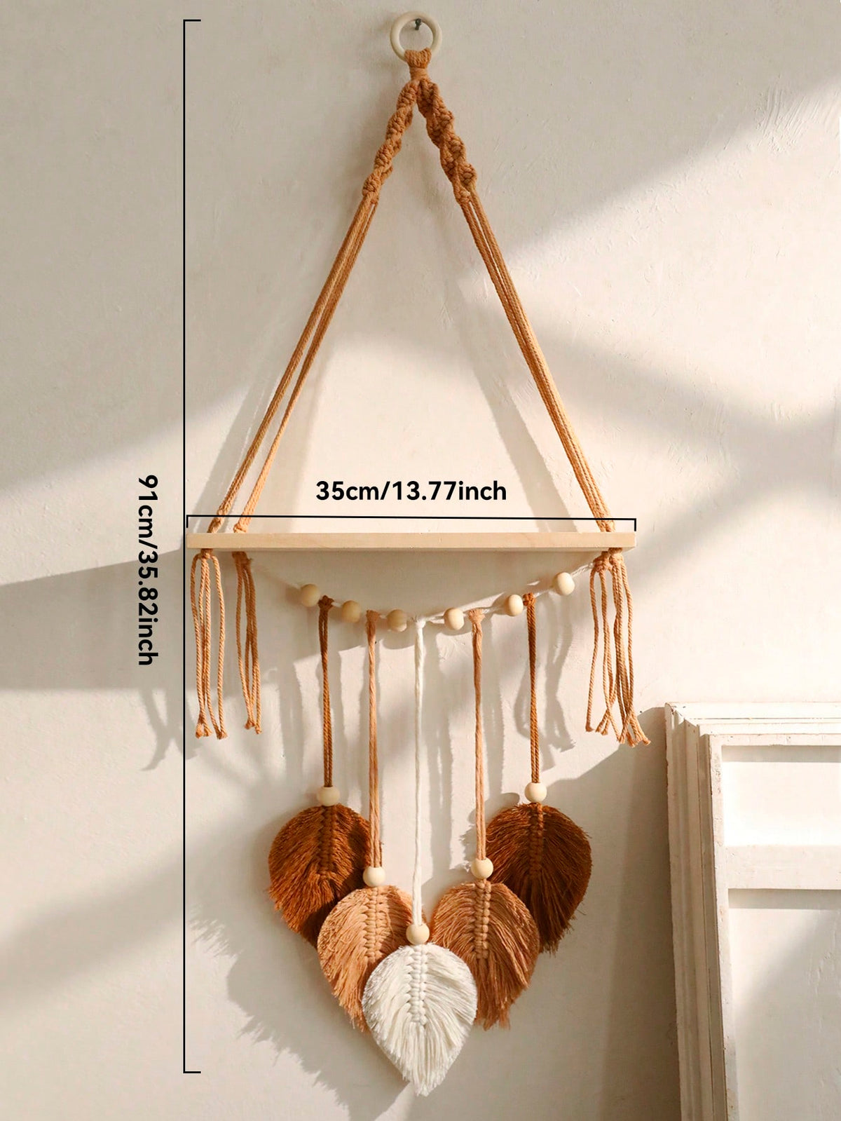Handmade Woven Leaf Wall Hanging Shelf